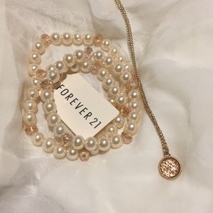 Gold & Rose Gold bracelets & necklace 15”-16”